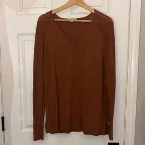 Loft Brown Rolled V-Neck Sweater - L